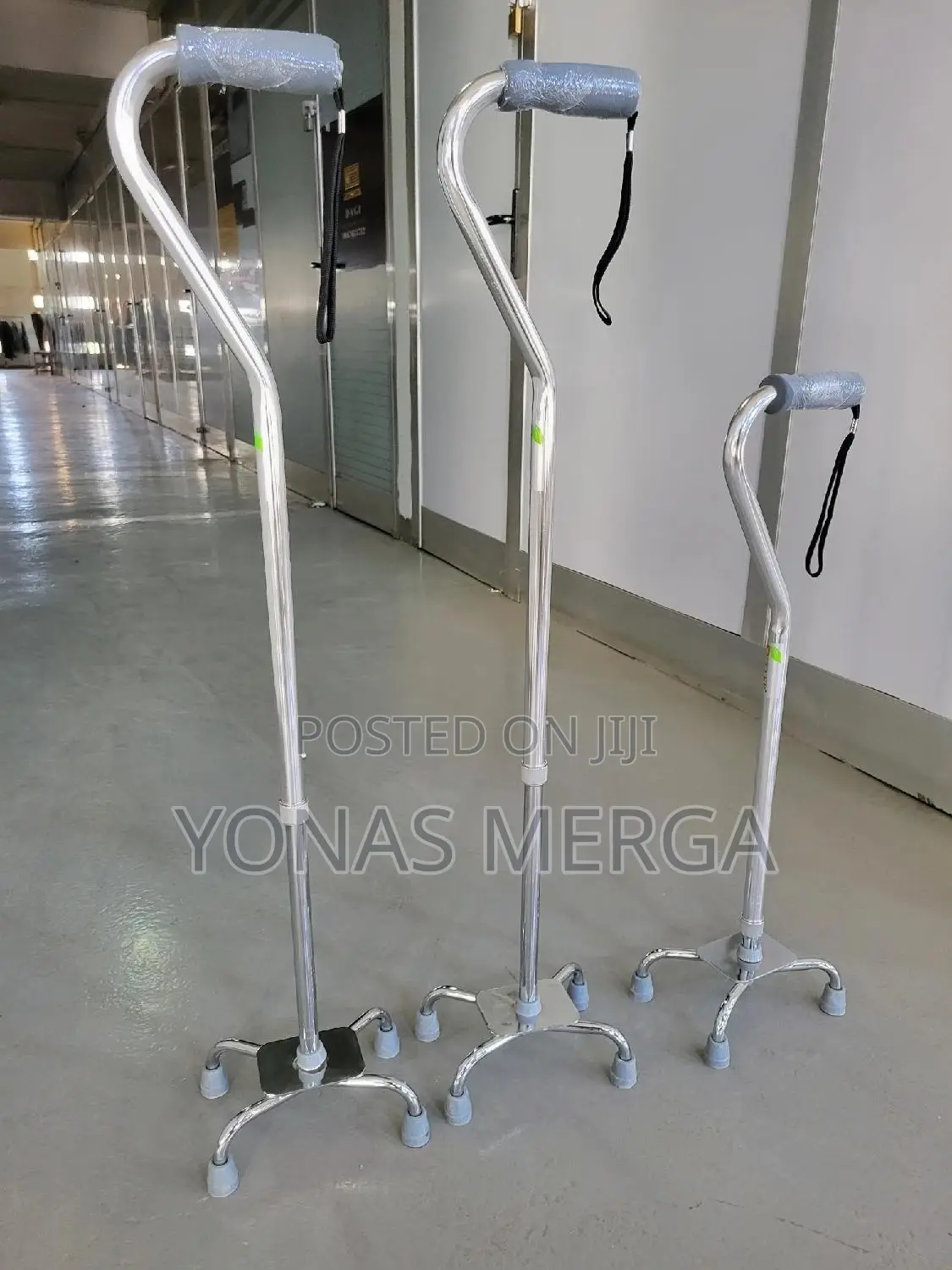 Cane Kezera Cane፫°Walking Stick₦≡Grey Anti-Rust Broad Quad