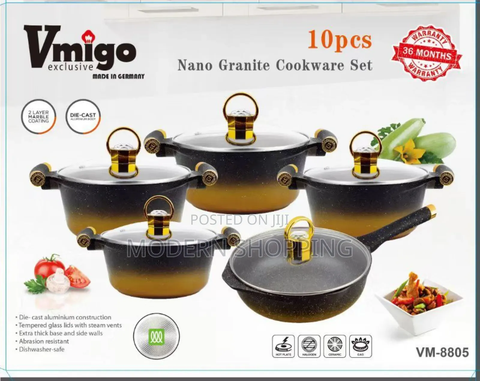 Premium 10-Piece Nano Granite Cookware Set