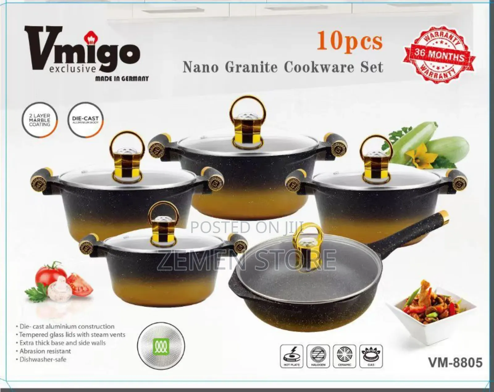 Premium 10-Piece Nano Granite Cookware Set