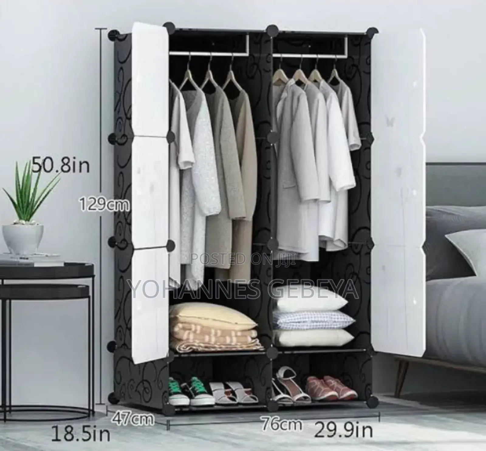 Plastic and Metal Cubic Cloth Cabinet