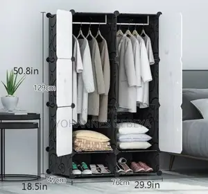 Plastic and Metal Cubic Cloth Cabinet