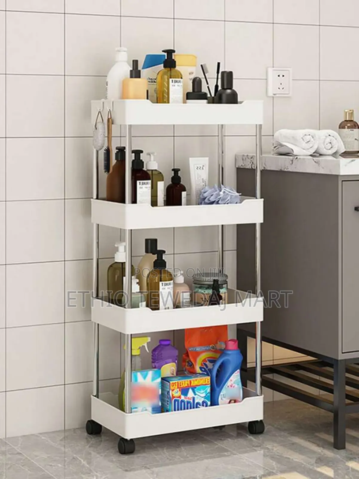 Multi-functional 4 Tier Movable Storage Rack