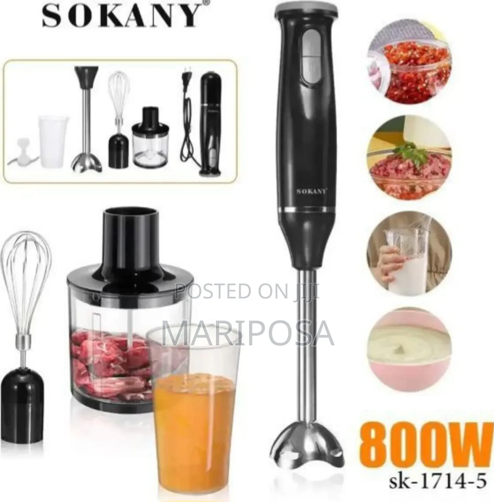 800 Watt Sokany 5 in 1 Hand Blender
