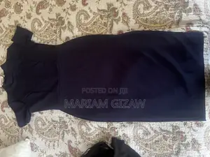 Photo - High Neck Slit Side Midi Dress Navy Blue