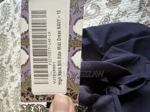 High Neck Slit Side Midi Dress Navy Blue