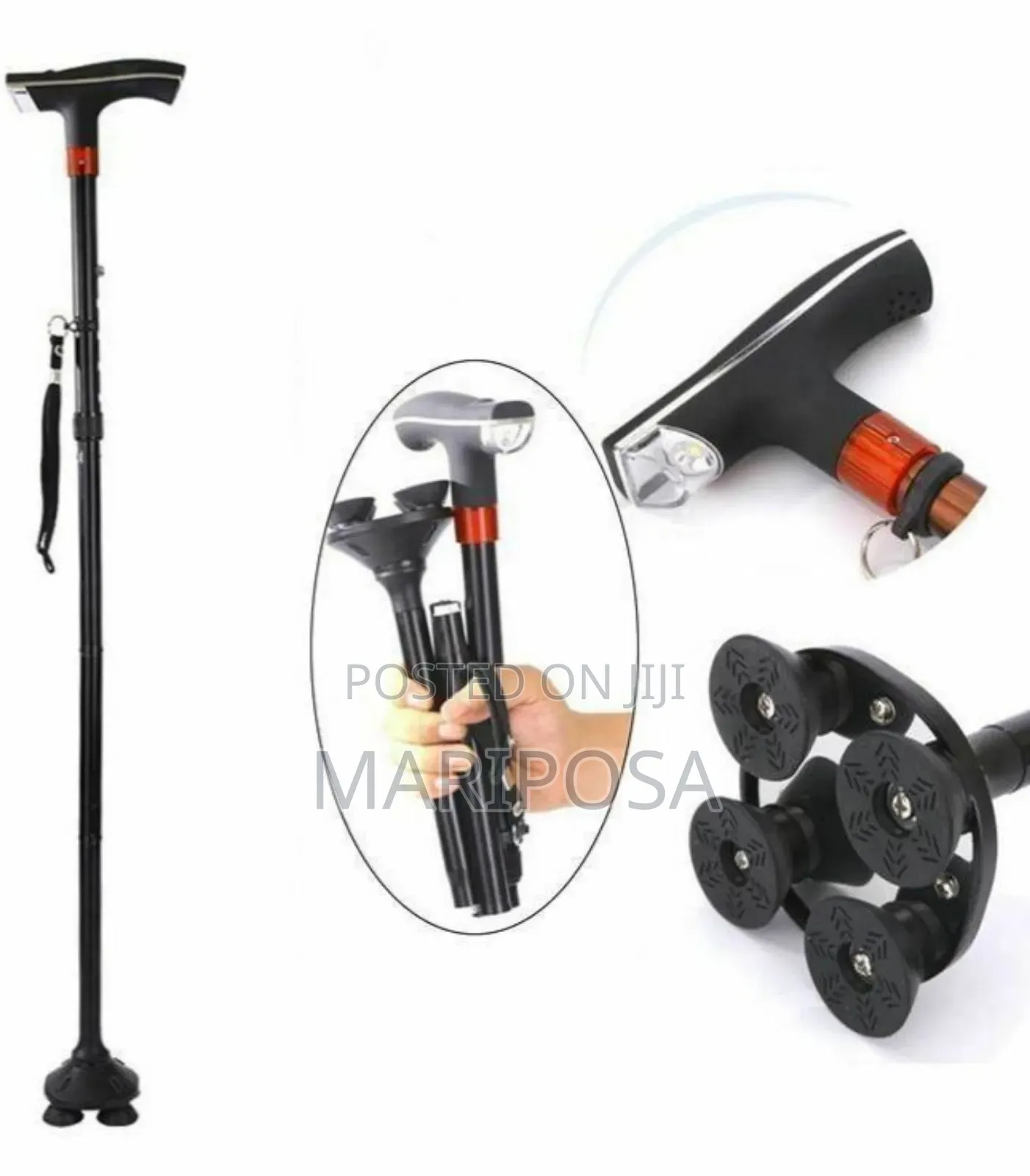 Adjustable Anti-Slip Walking Stick With Led Light