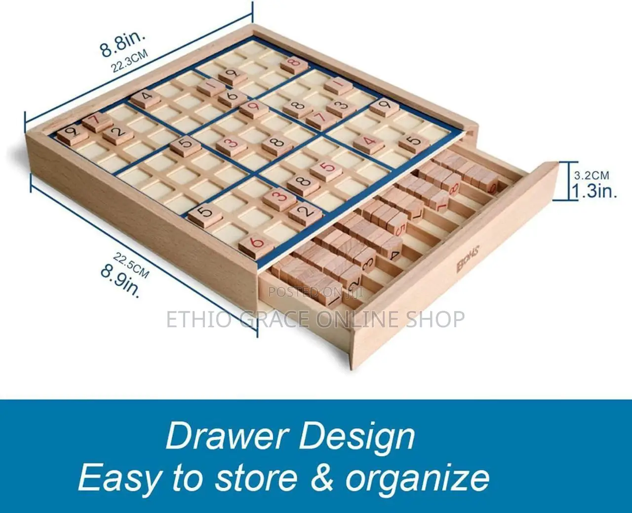Wooden Sudoku Board Game With Drawer 100 Sudoku Puzzles
