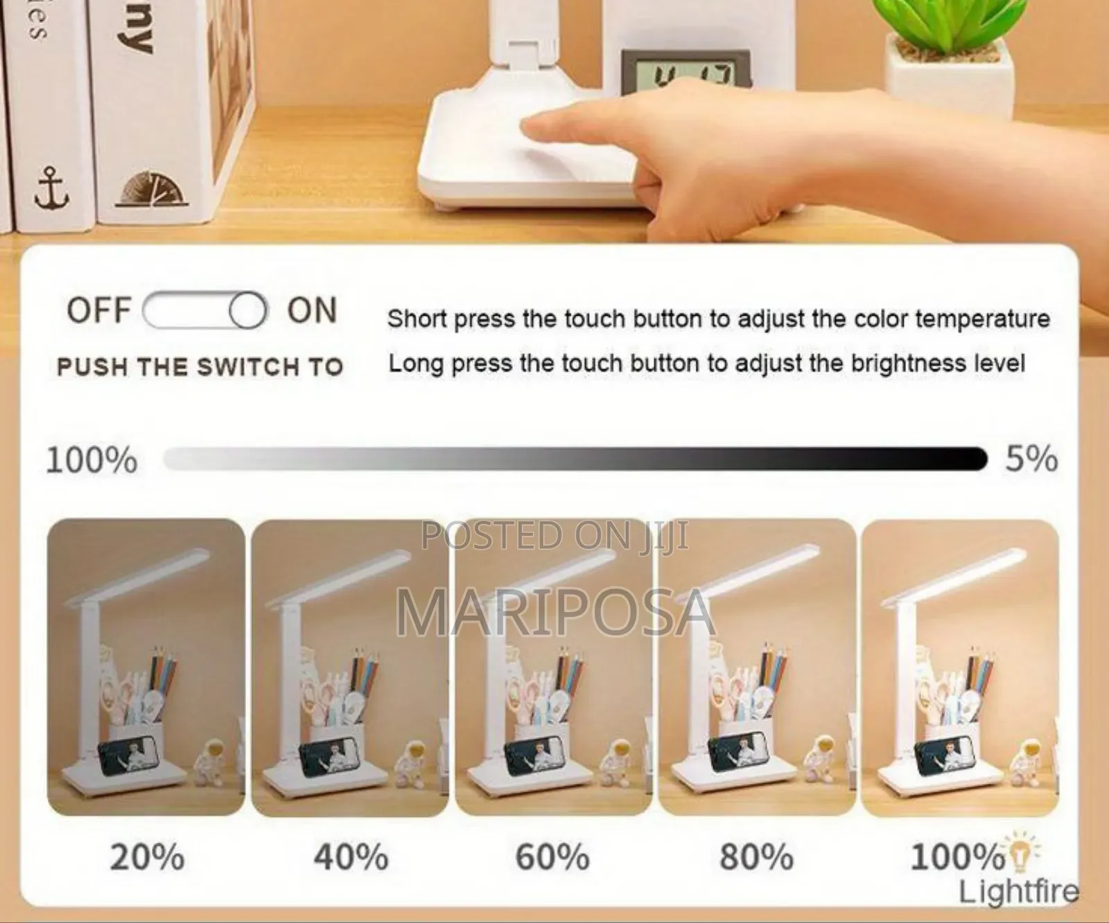 1pc Led Double Head Portable Desk Lamp