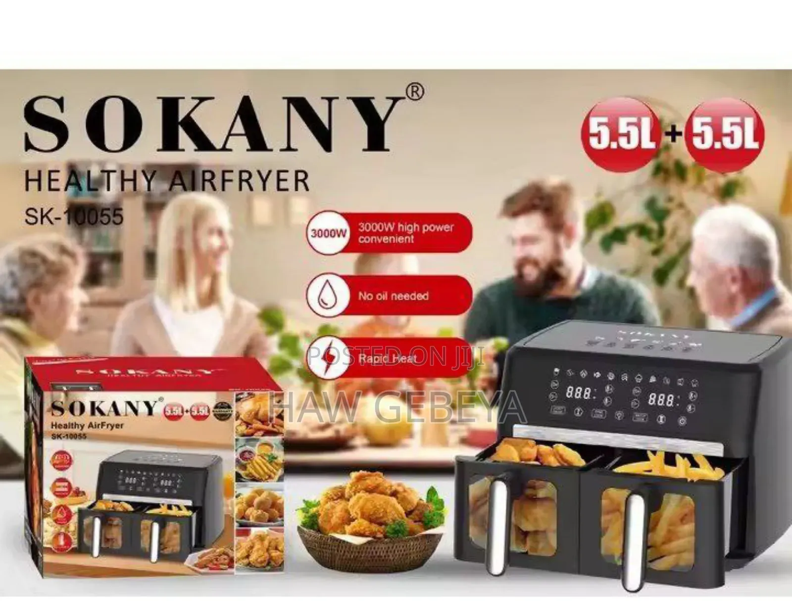 Sokany Large Capacity Air Fryer (0 Oil )