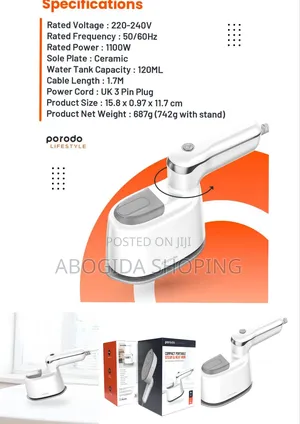 Photo - Porodo Lifestyle Mini Steam Iron - Compact, Portable,