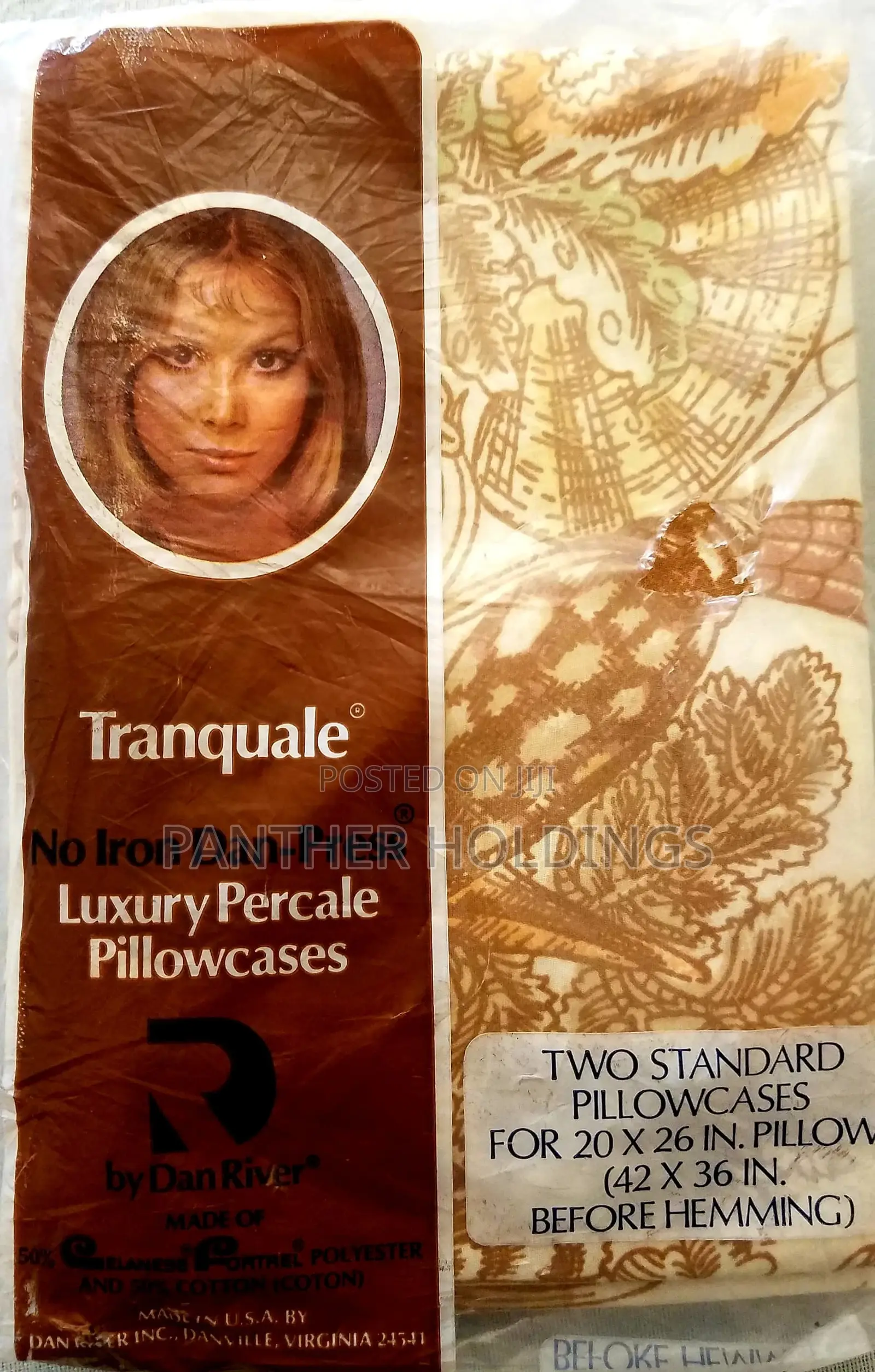 Vintage Tranquale Twin Cotton Blend 2 Pillow Cases Floral