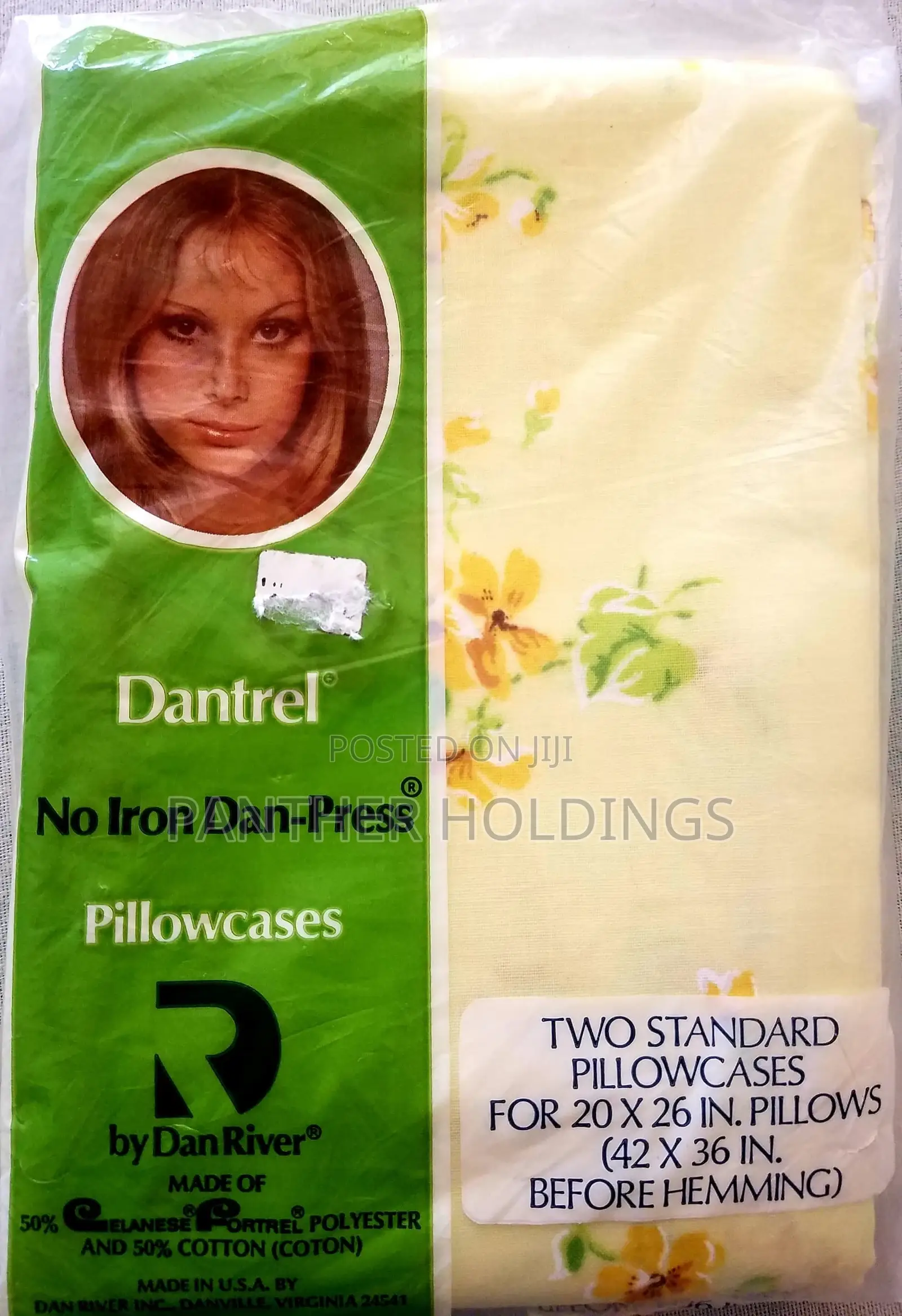 Vintage Tranquale Twin Cotton Blend 2 Pillow Cases Floral