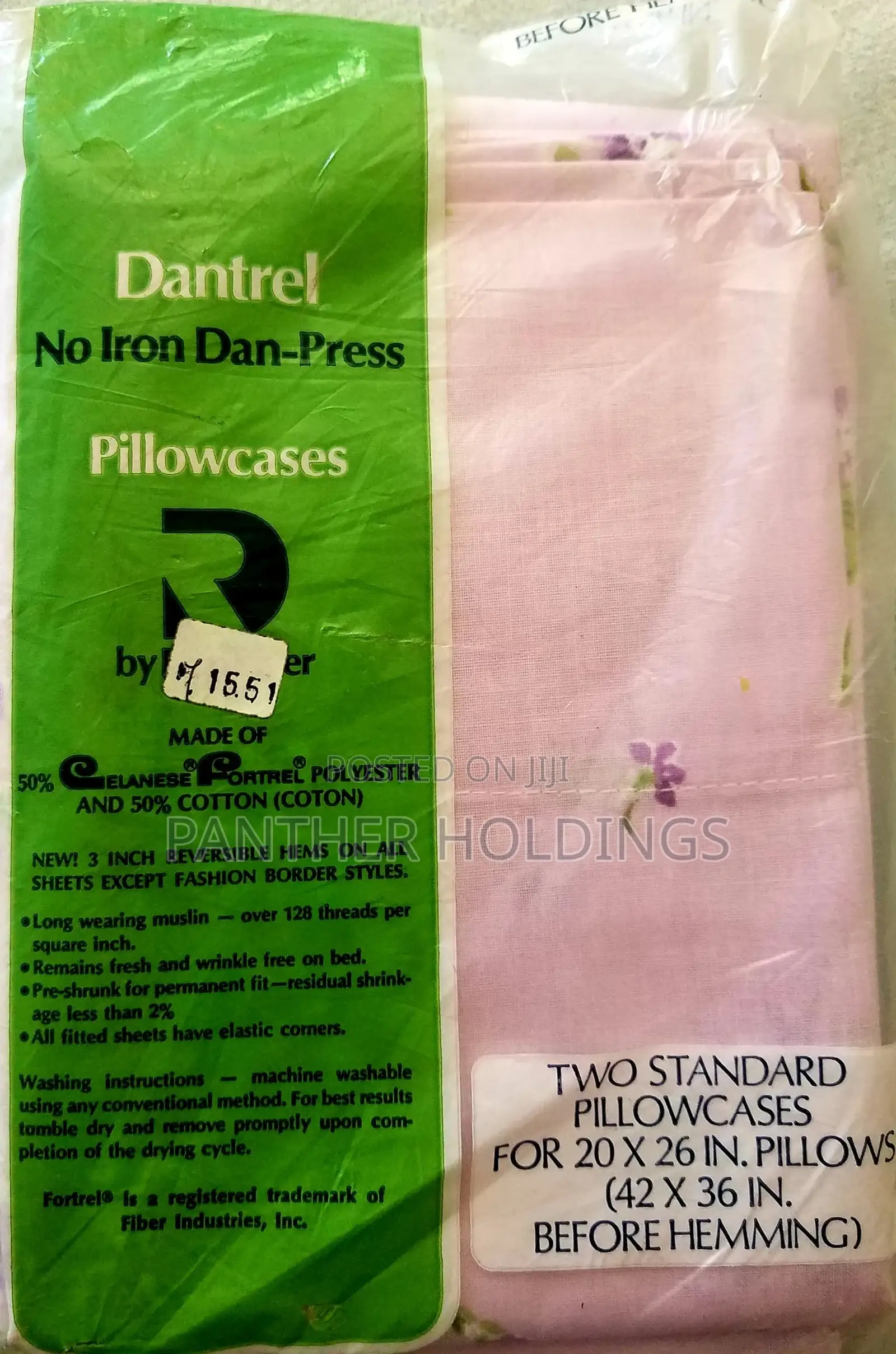 Vintage Tranquale Twin Cotton Blend 2 Pillow Cases Floral