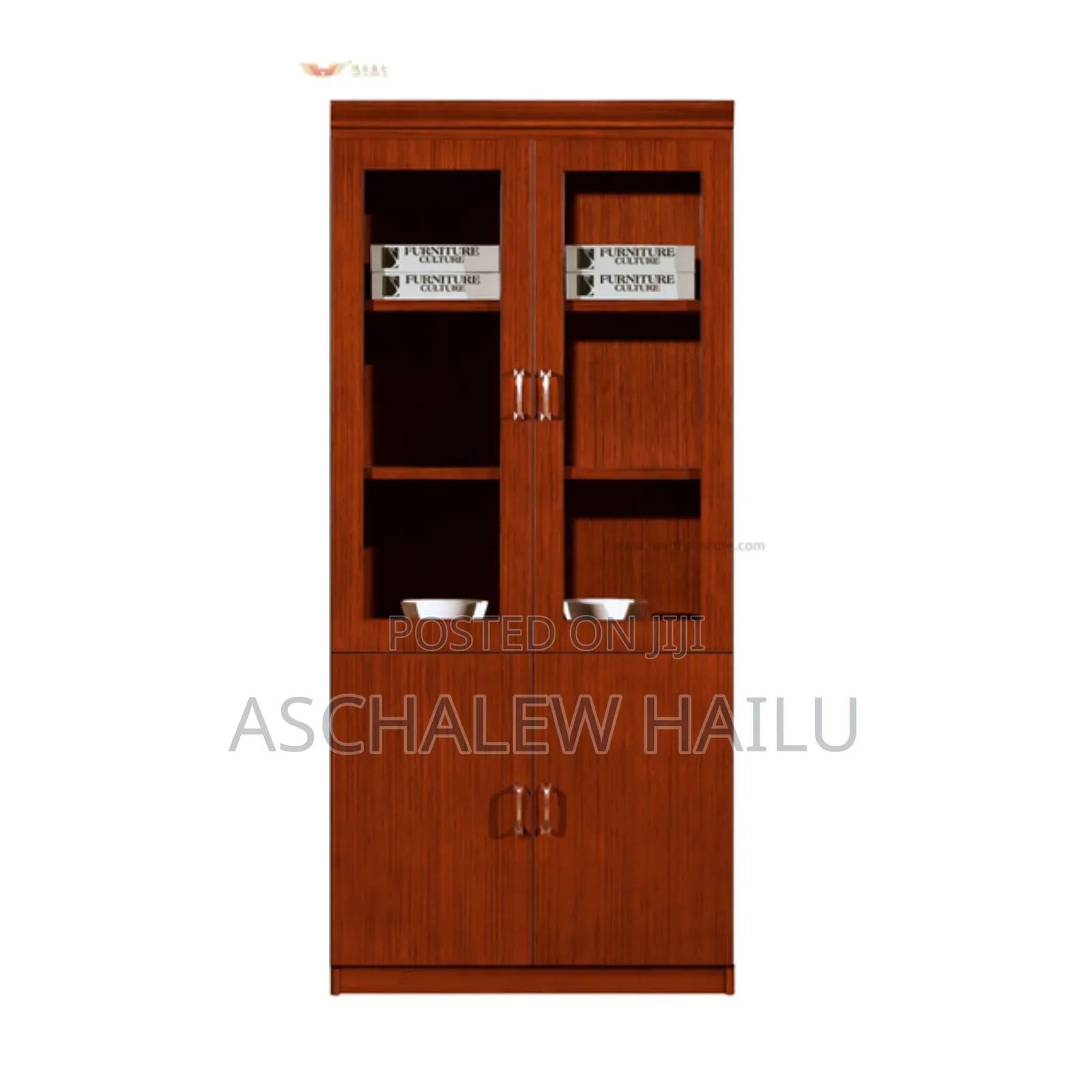 2 Side Book or Document Shelf on Glass Cabinet