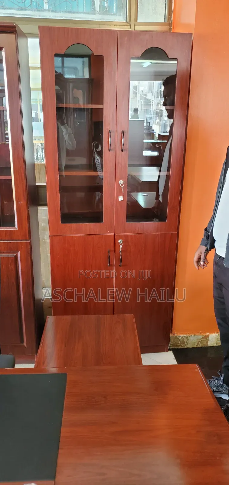 2 Side Book or Document Shelf on Glass Cabinet