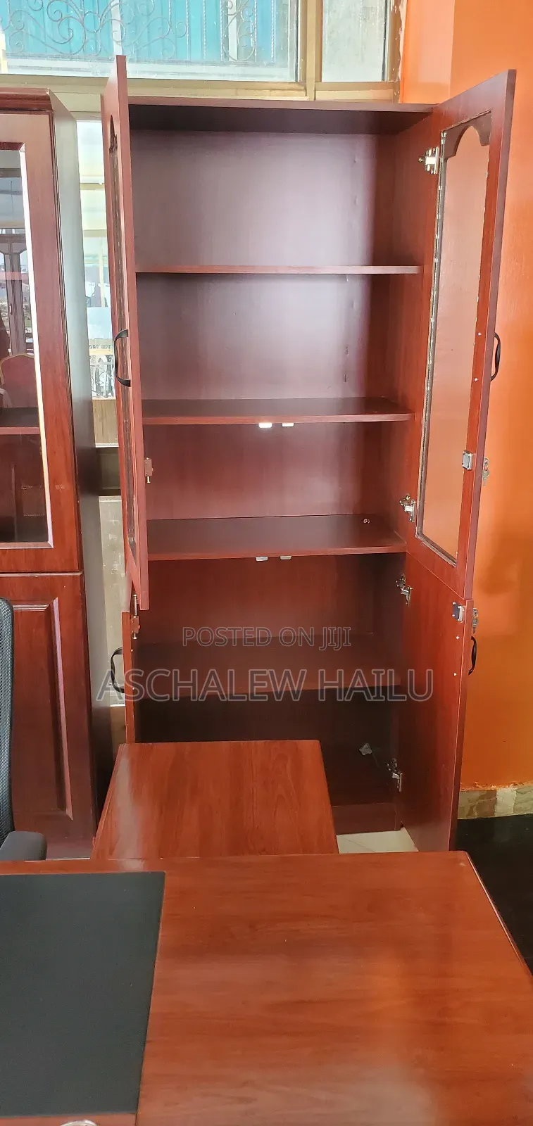 2 Side Book or Document Shelf on Glass Cabinet