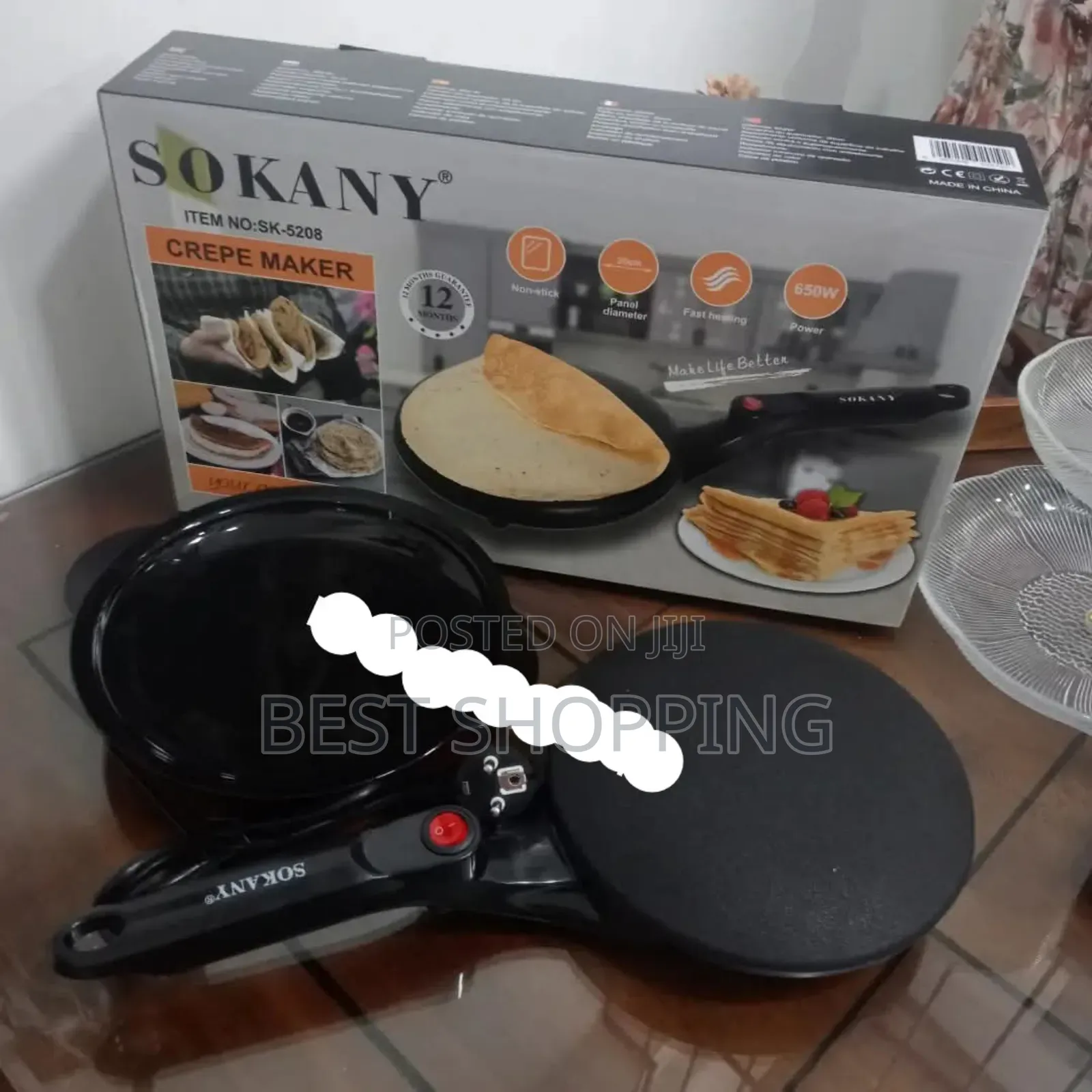Sokany Electric Crepe Maker Pancake Maker ቂጣ መስሪያ