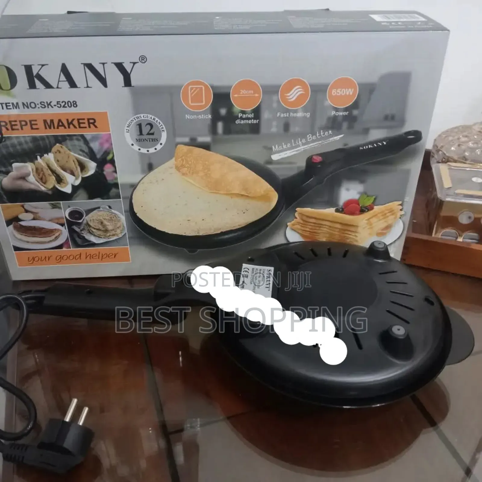 Sokany Electric Crepe Maker Pancake Maker ቂጣ መስሪያ