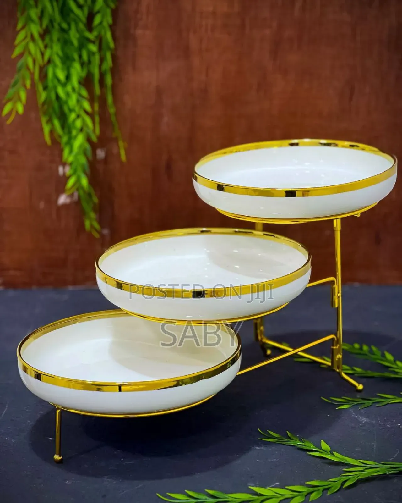3 Tier Oval Serving Platter Stand Set