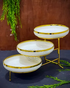 3 Tier Oval Serving Platter Stand Set