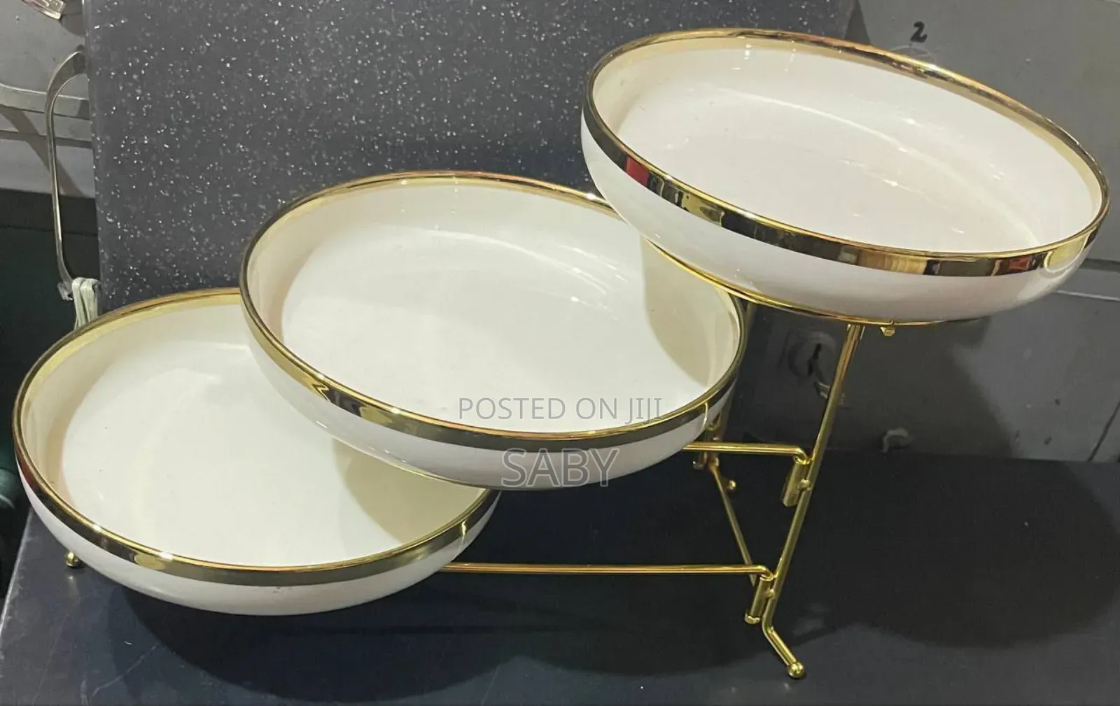 3 Tier Oval Serving Platter Stand Set