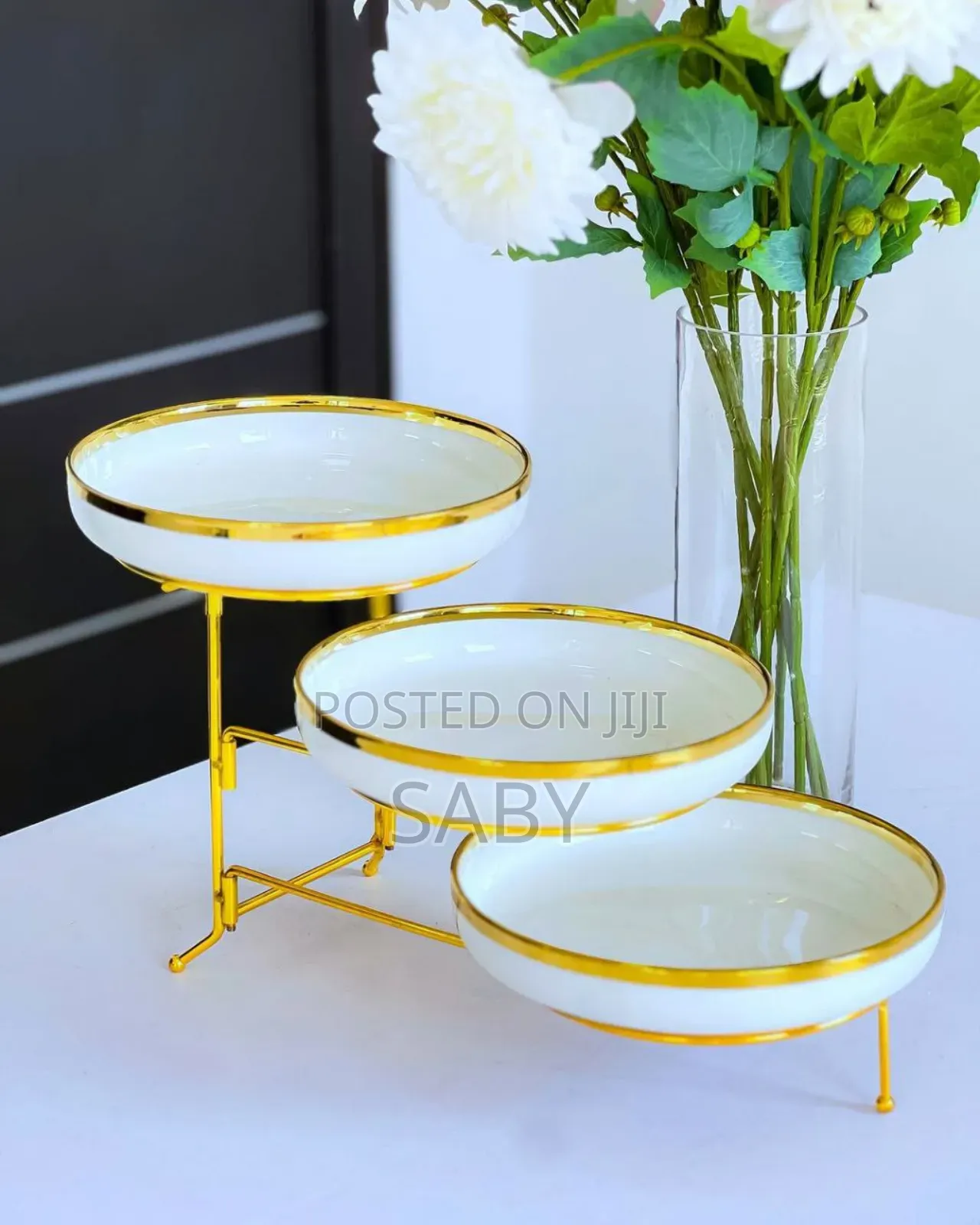 3 Tier Oval Serving Platter Stand Set