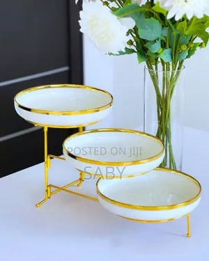 3 Tier Oval Serving Platter Stand Set
