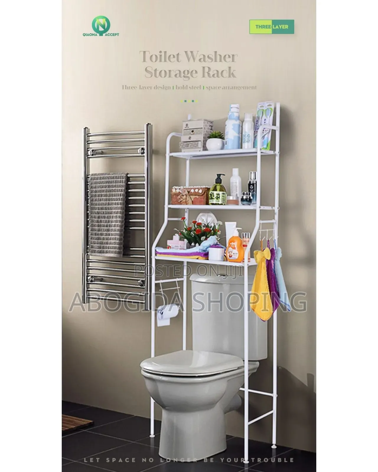 Multifunctional Bathroom Organizer With 3 Shelves