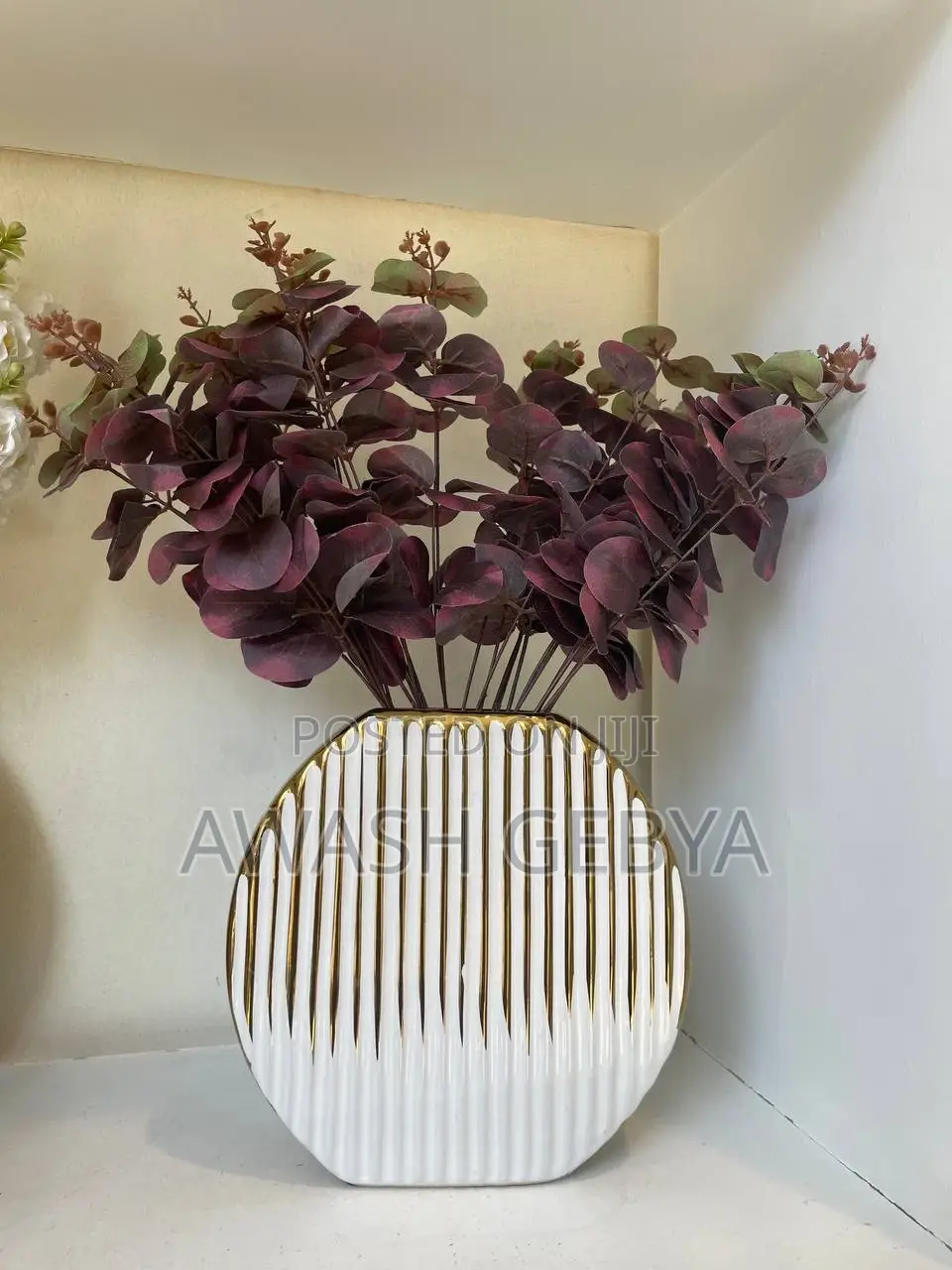 Luxury Modern Ceramic Vase Gold and White Flower Vase