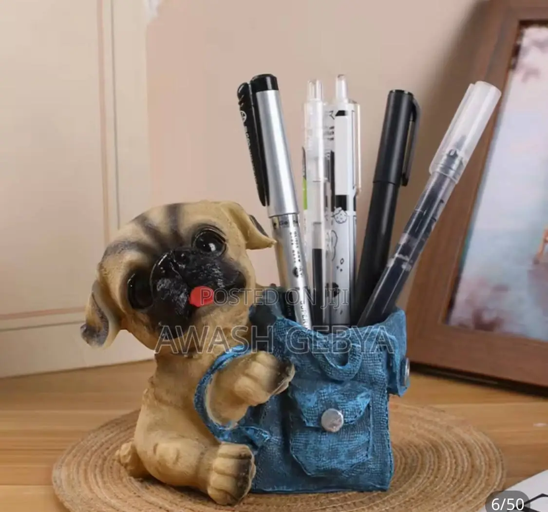 Adorable Dog Pen Holder Resin Cup