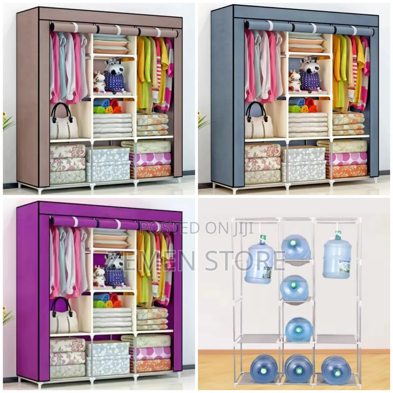 Portable Metal Frame Wardrobe With Zippered Canvas
