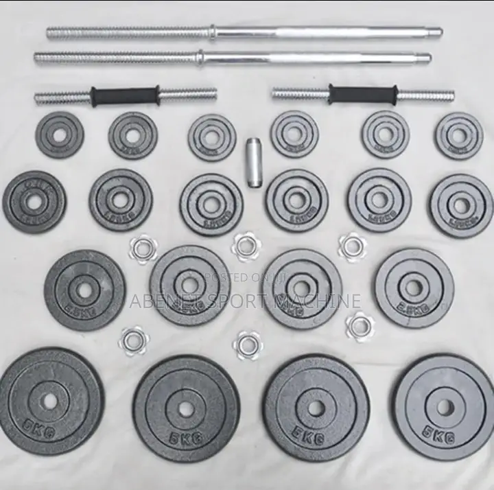 በቤቶ መኖር ያለበት ዘመናዊ ሁለገብ ዳምፔል እና ባርቤል