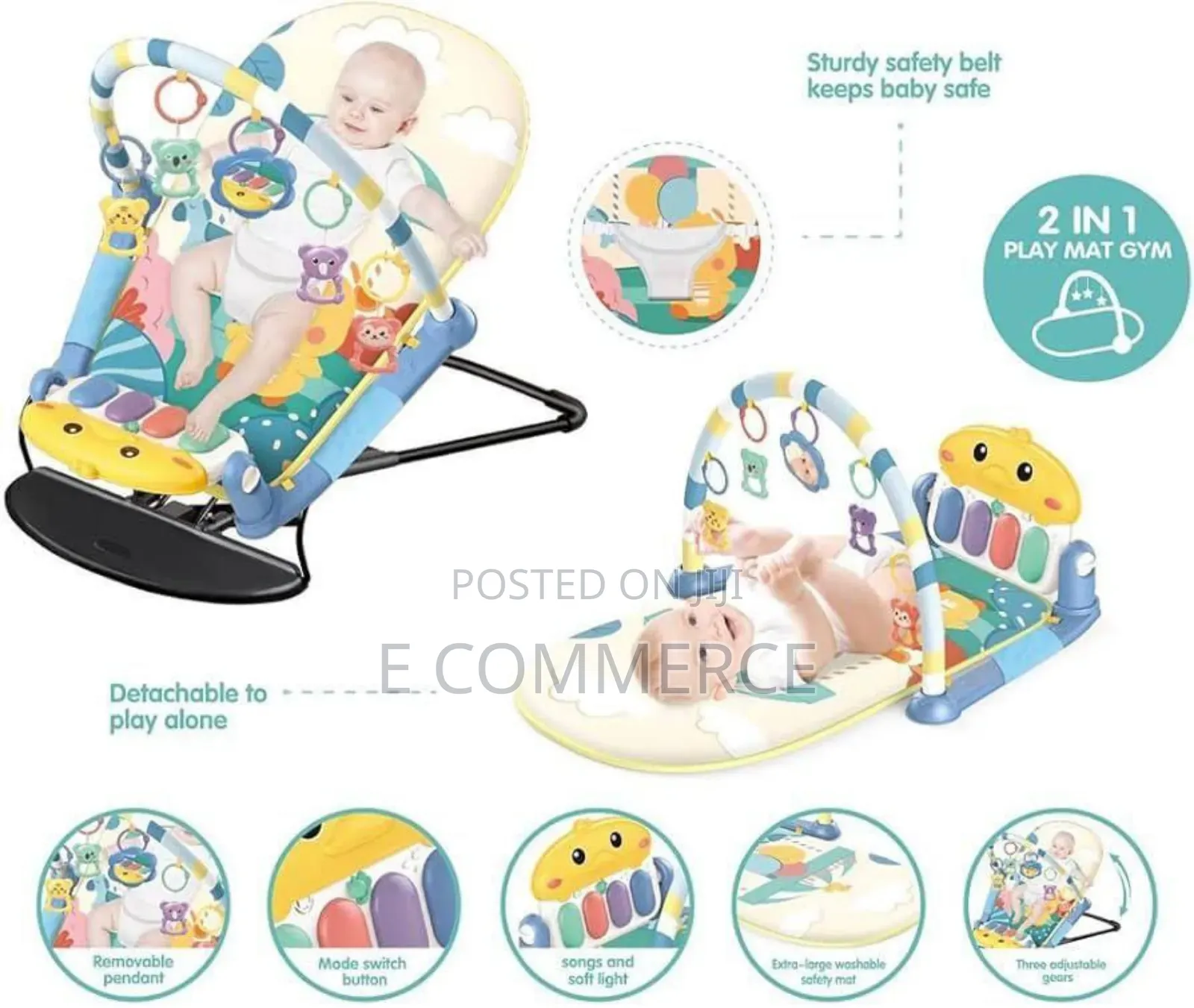 2 In 1 Multi-function Rocking Chair Safety Play Piano Gym