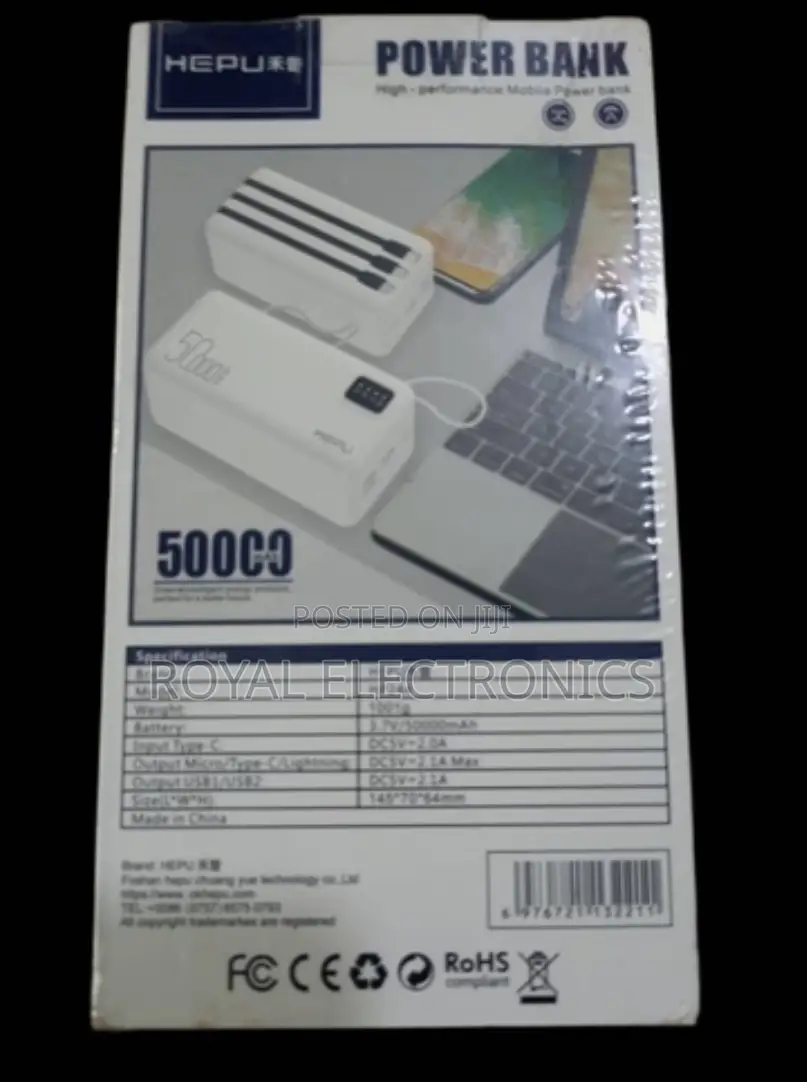 Hepu 50,000 አምፒር ፖወር ባንክ (22.5 Watt Super Fast Charging )