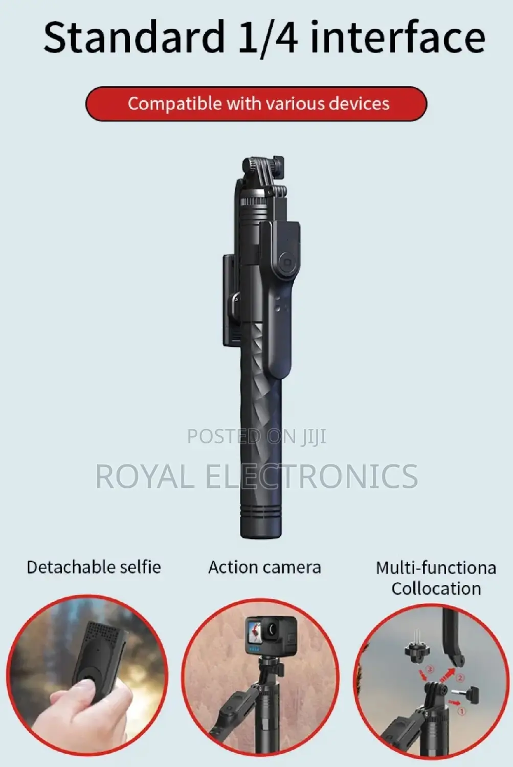 Jmary Camera/Phone Selfie Stick Tripod(1.75 Meter 1 Kg Max)