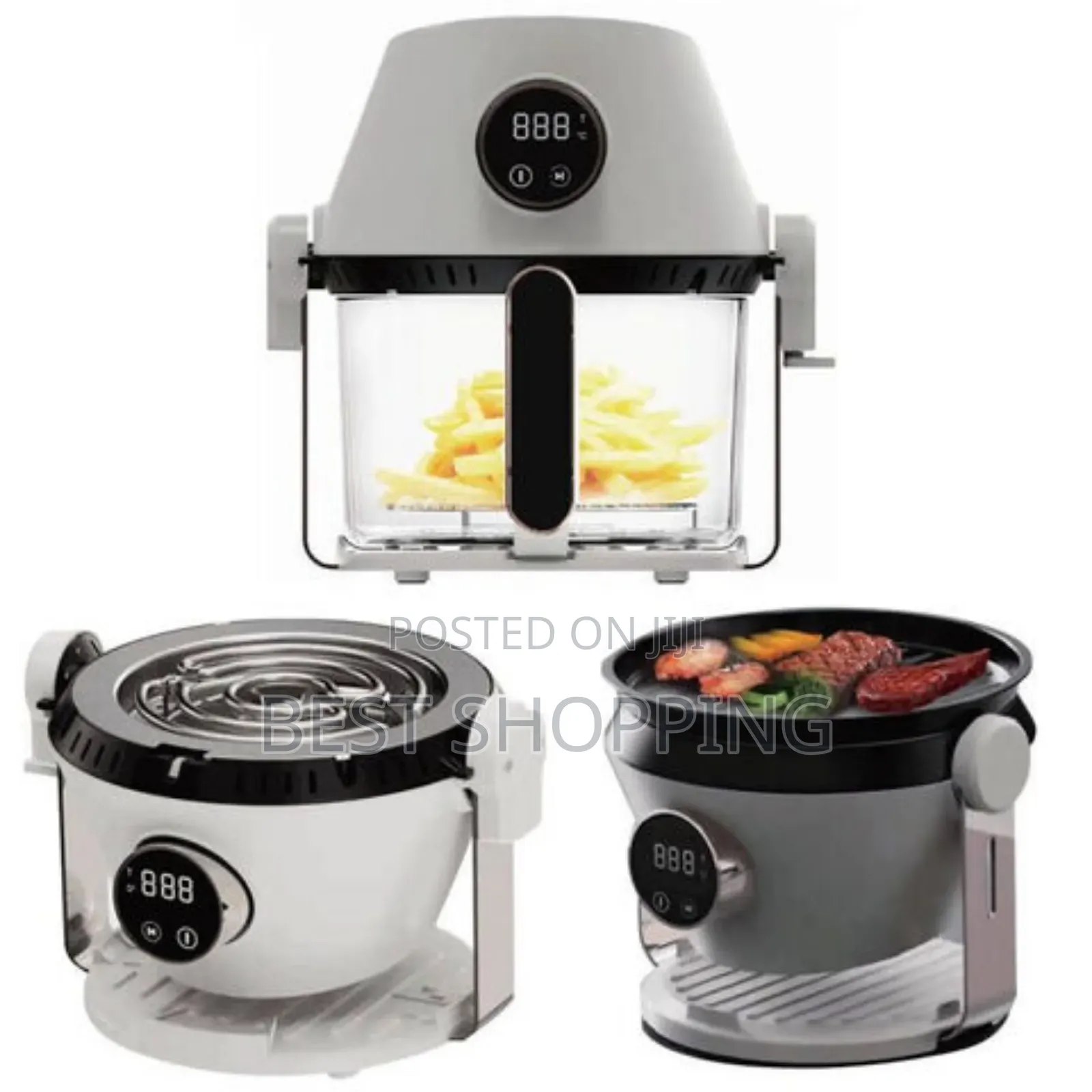 2 in 1 Transparent Glass Air Fryer Grill Stove ያለዘይት ግሪል ስቶቨ