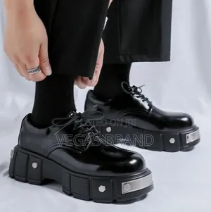 Men's Black Patent Leather Platform Master Quality Shoes