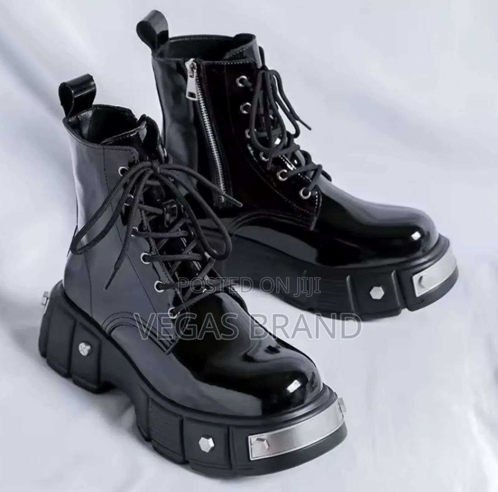 Men's Chunky Black Patent Platform High Master Quality Shoes