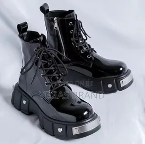 Men's Chunky Black Patent Platform High Master Quality Shoes