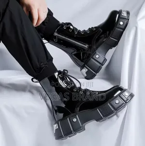 Men's Chunky Black Patent Platform High Master Quality Shoes