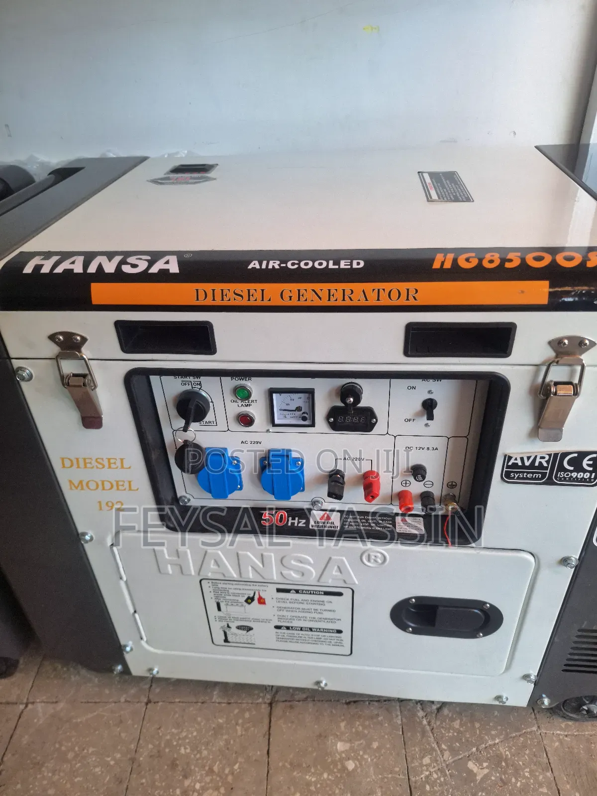Hansa Generator 6.7kw Silent Single Phase Air Cooled
