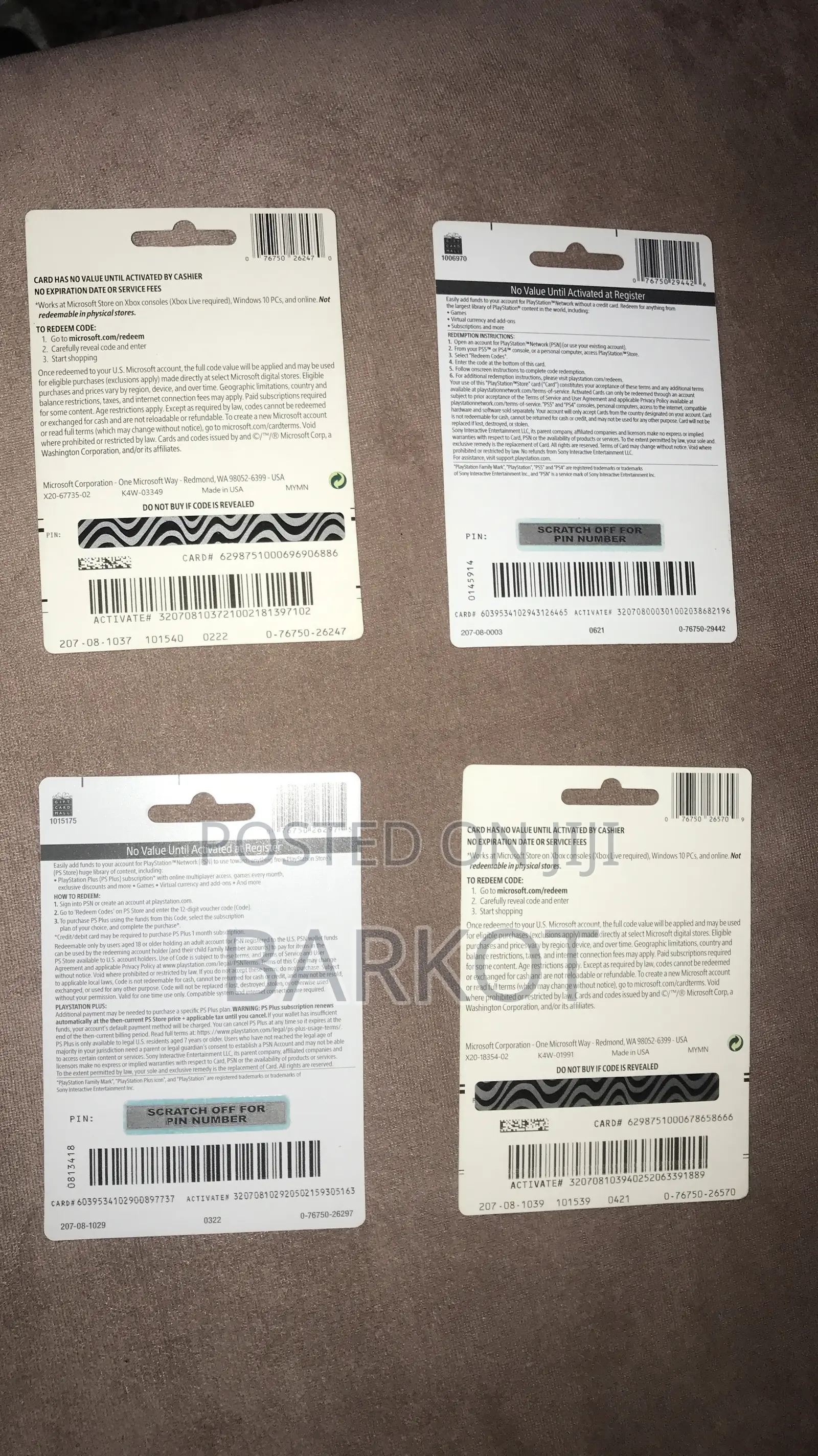 Playstation And Xbox Gift Cards 15$-100$