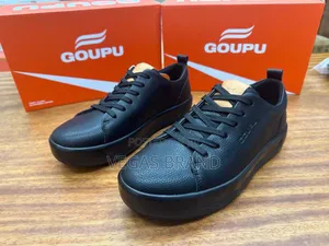 Goupu Men's Leather Black Master Quality Shoes