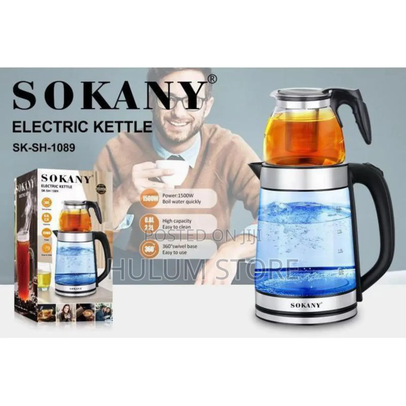Sokany Glass Electric Kettle + Tea Pot