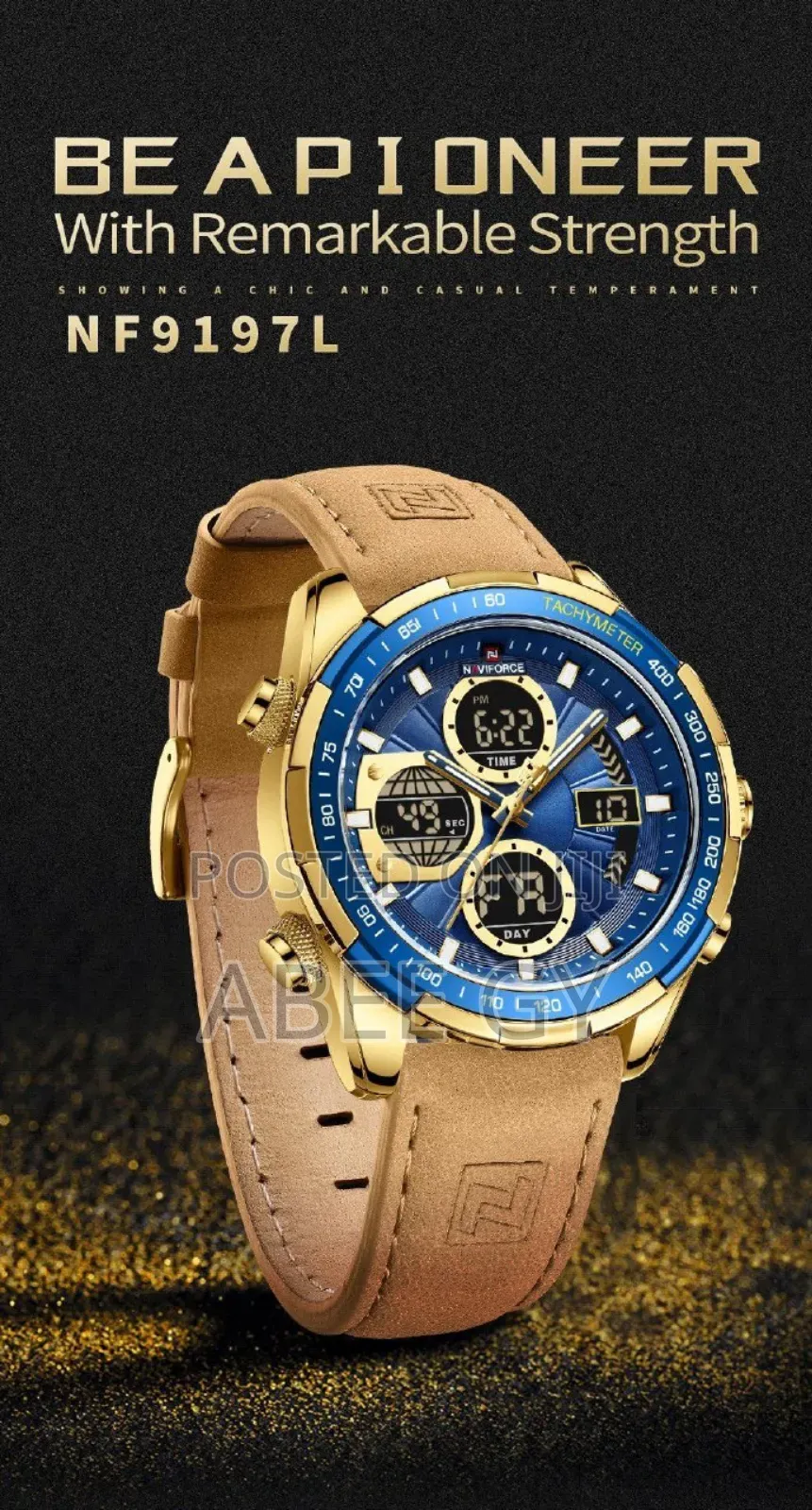 Naviforce Original New Digital Sport Geniune Leather