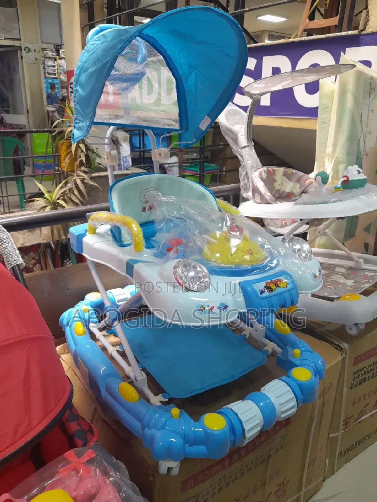 Adjustable Baby Walker With Toys Protective Cover