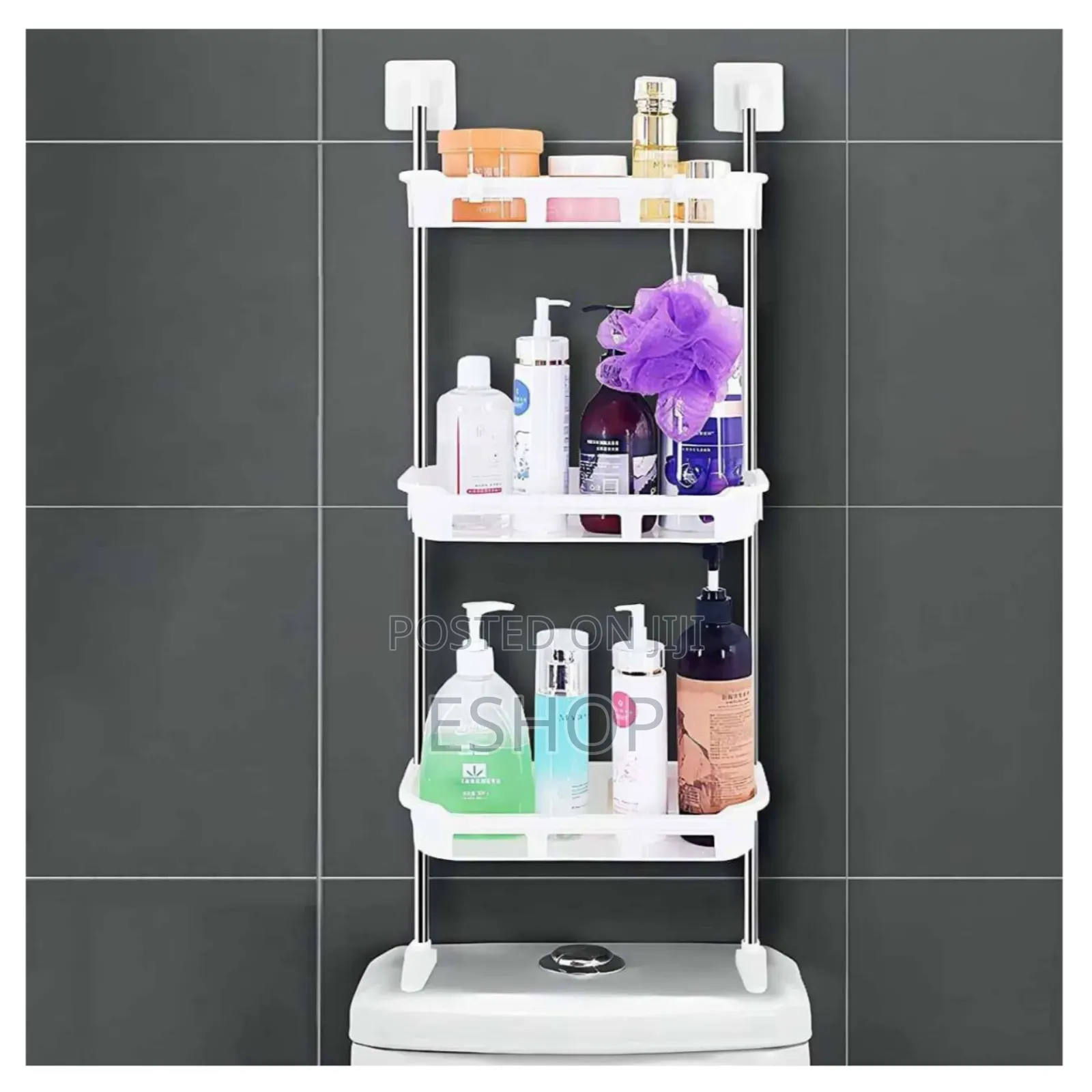 **Stylish Functional Toilet Organizer – Hooks Included!**