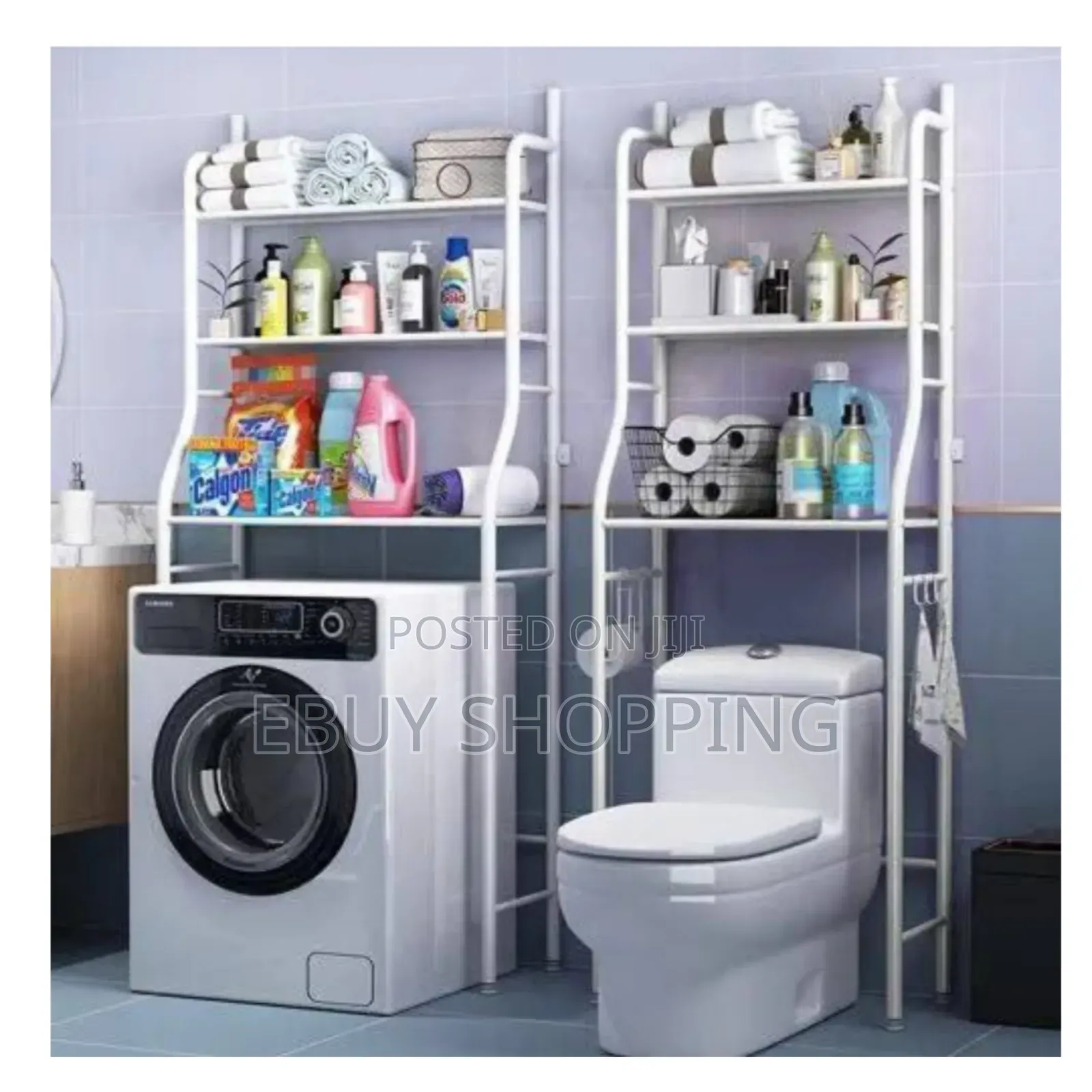 Durable Steel 3-Level Standing Shelf for Bathroom Laundry Room