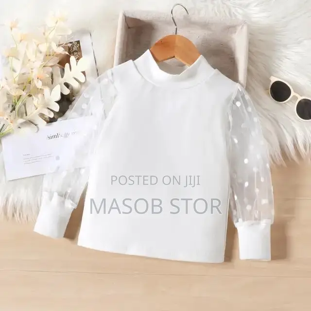 Girls Casual Mesh Sleeve Top and Short Skirt With Belt