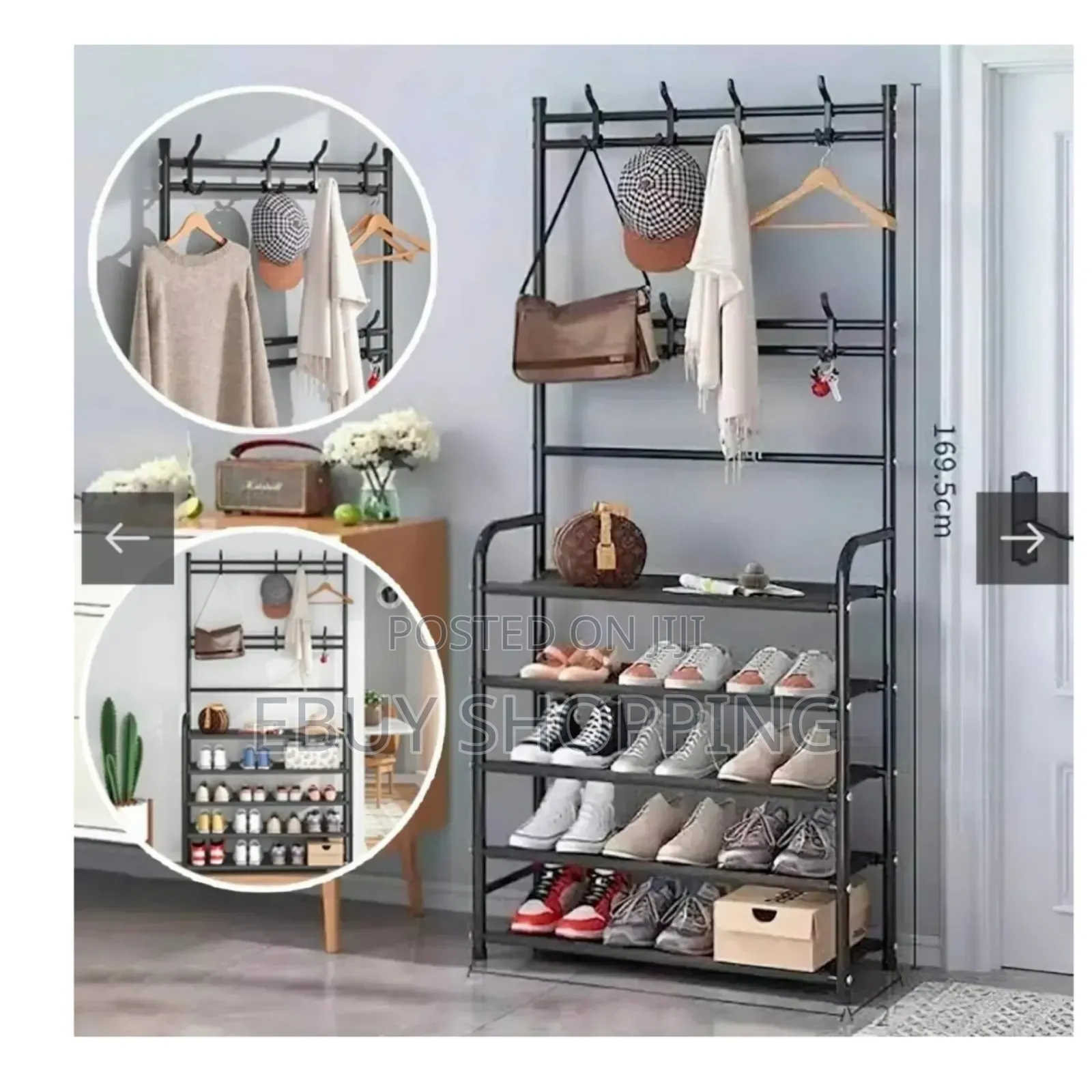 Modern Black Steel Pipe Garment Rack